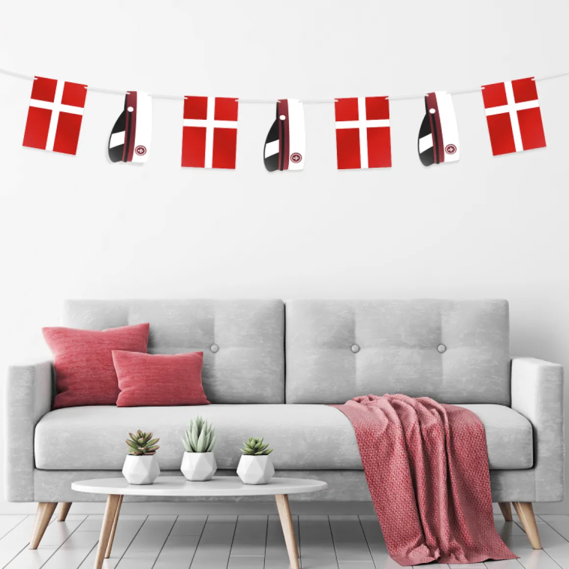 Student Flagguirlande Rød