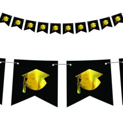 Student Flagguirlande Sort/Guld