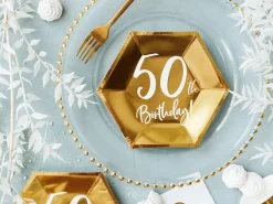 50th Birthday Paptallerkener Guld