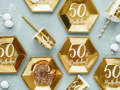 50th Birthday Paptallerkener Guld