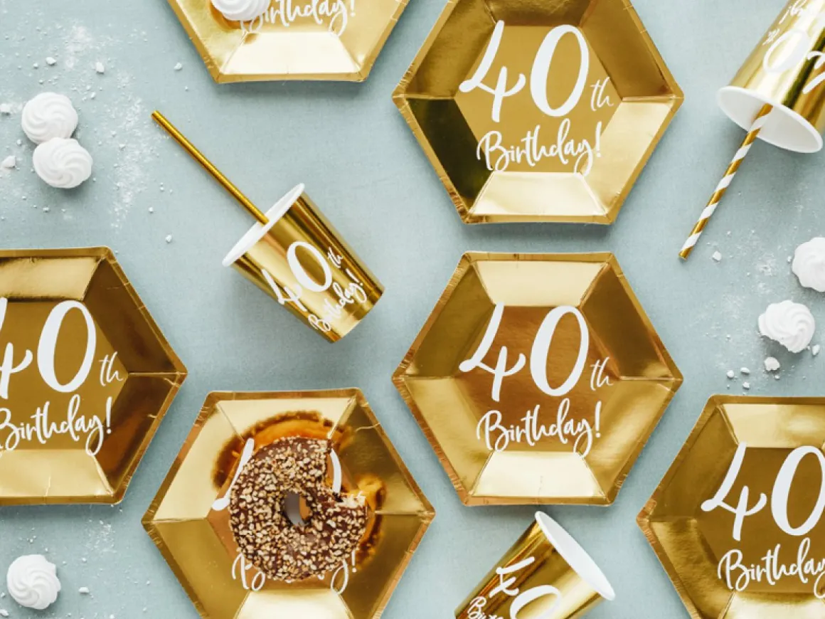 40th Birthday Paptallerkener Guld