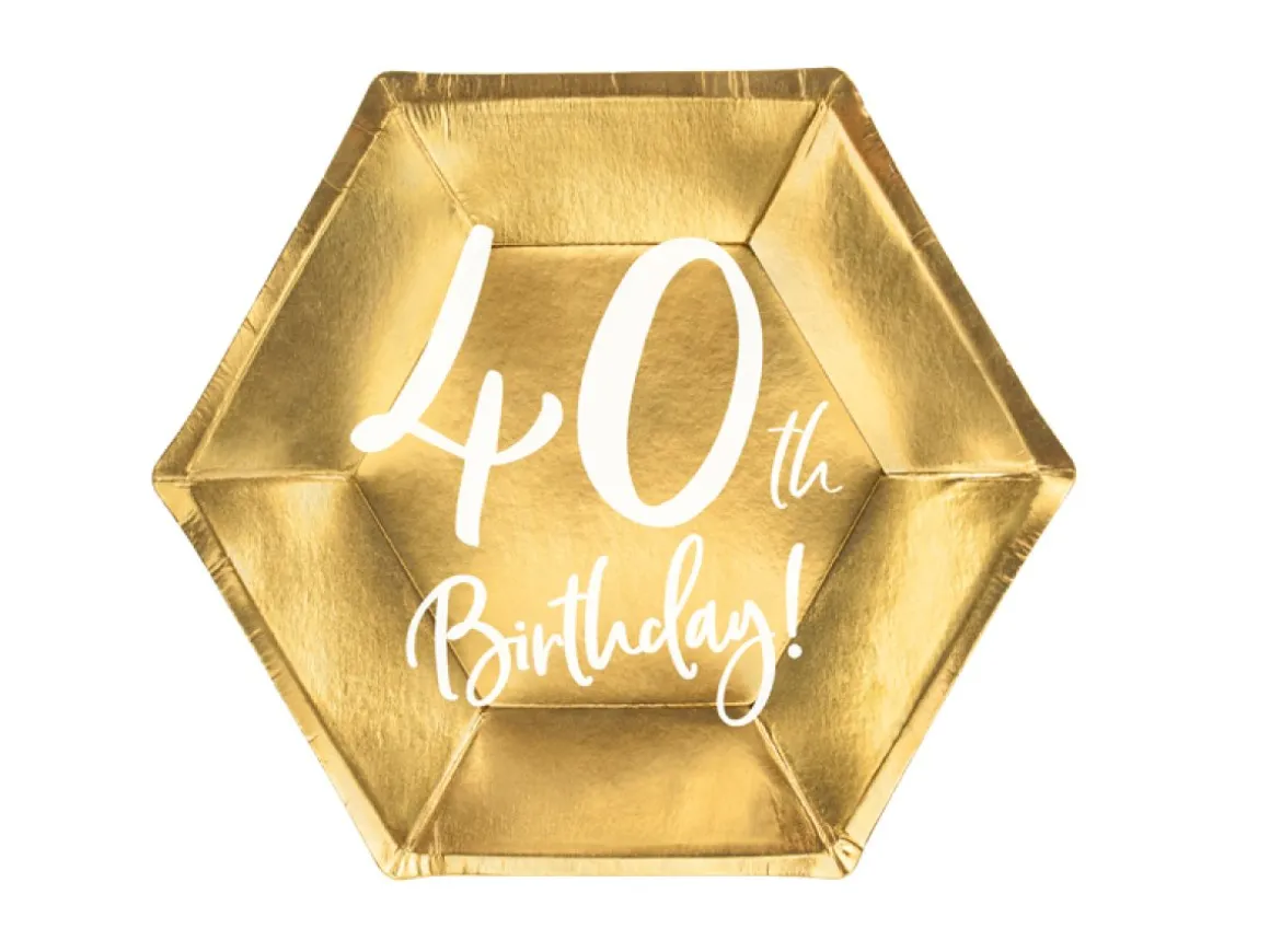 40th Birthday Paptallerkener Guld