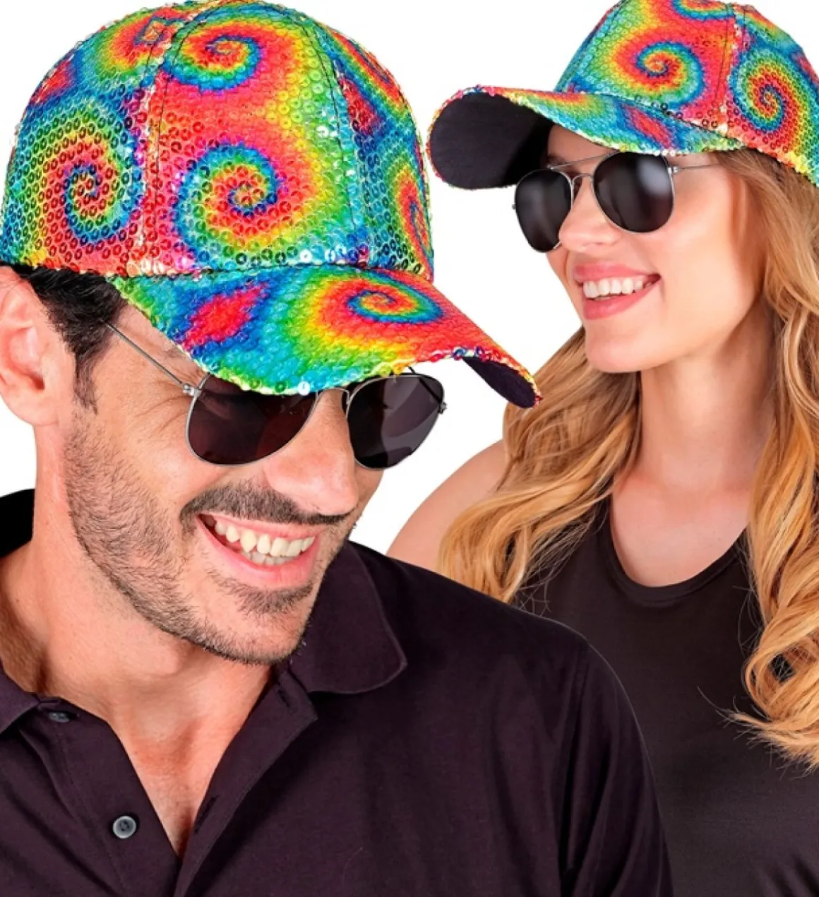 Tie-Dye Paillet Kasket Regnbue