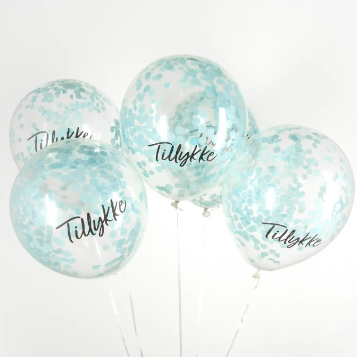 Tillykke Konfetti Balloner Lyseblå