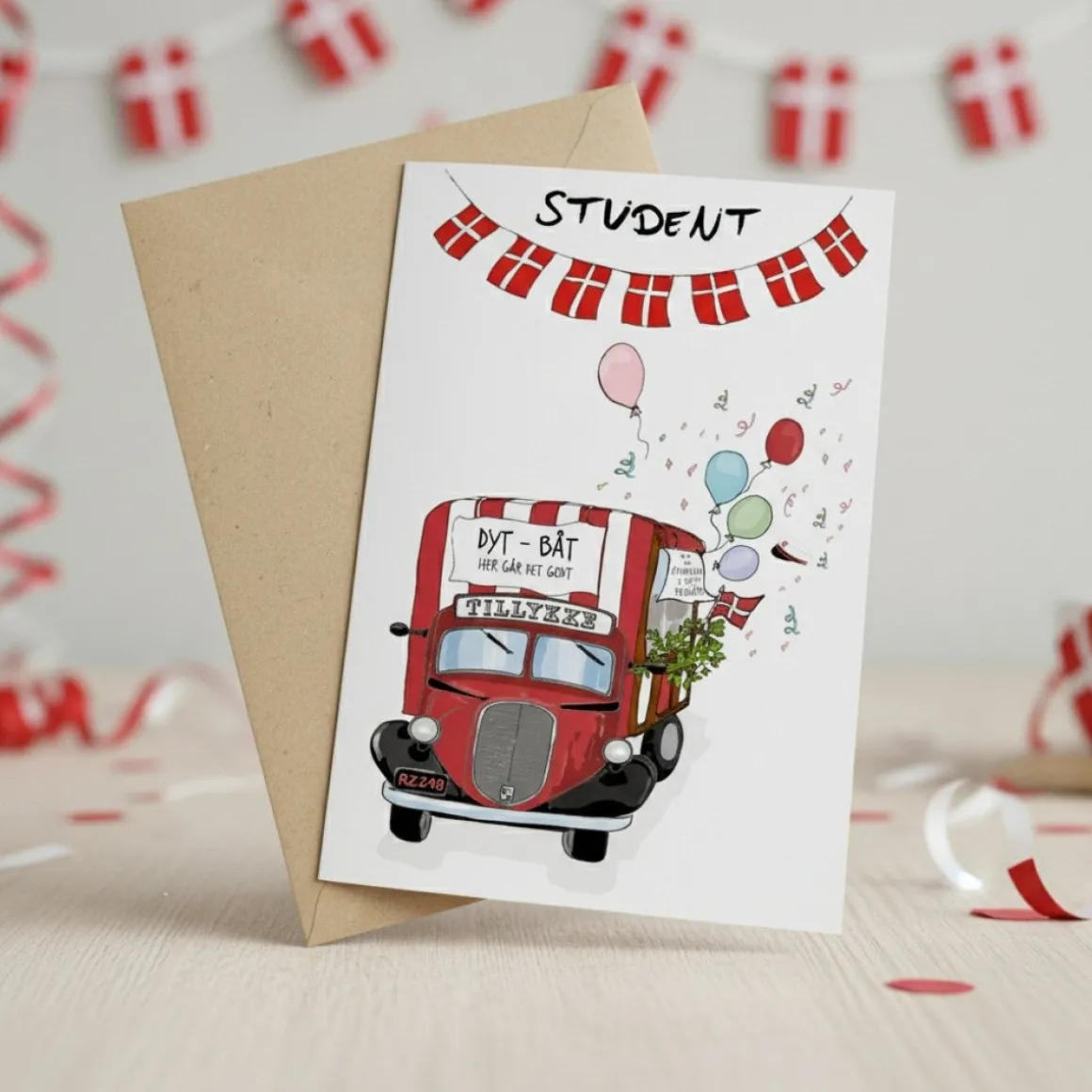 Tillykke Student Kort Rød