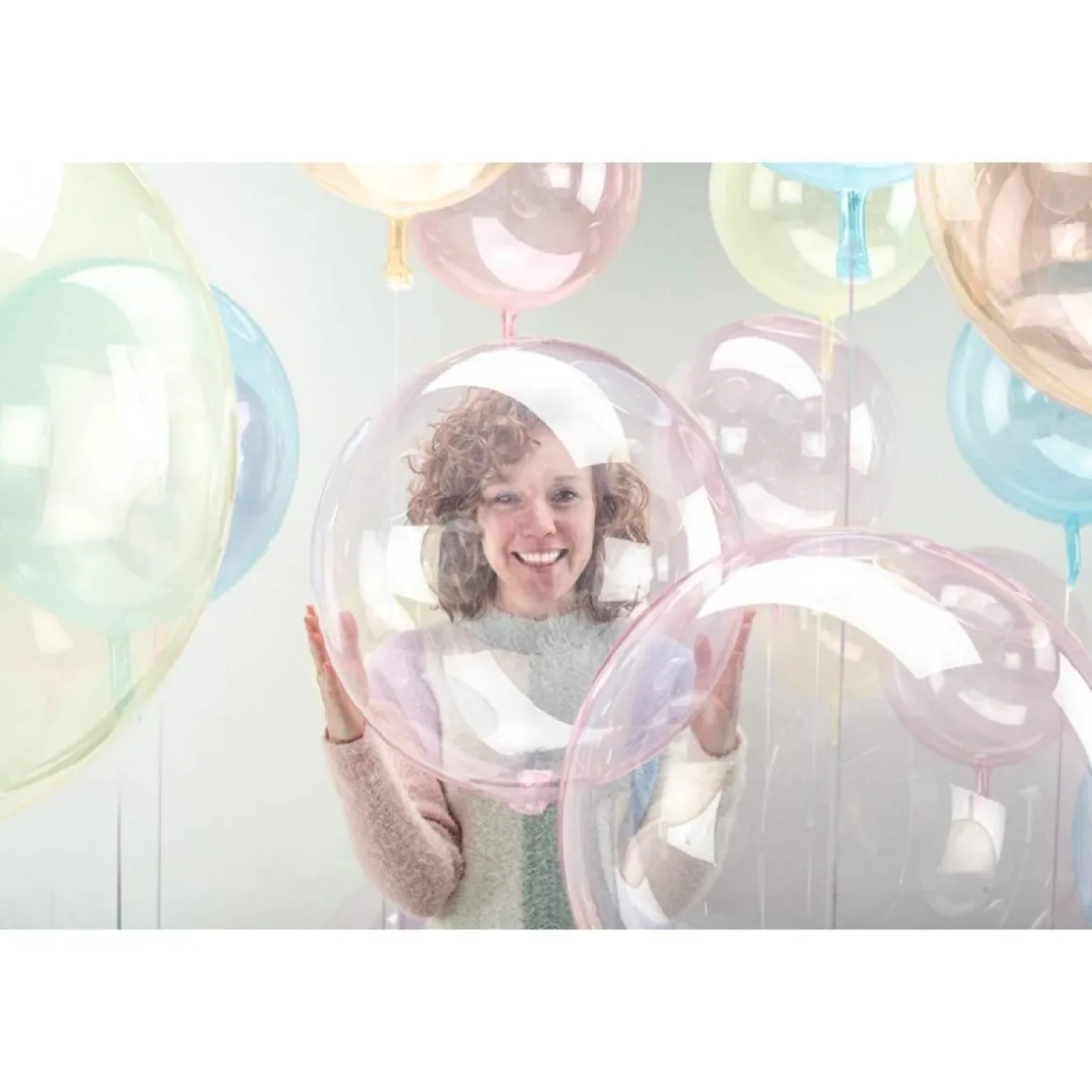 Transparent Rund Ballon Blå