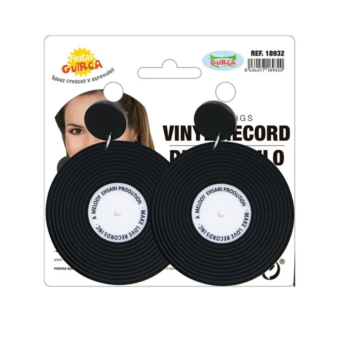 Vinylplade Øreringe Sort