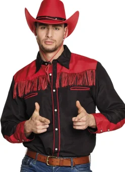 Western Cowboy Skjorte Rød/Sort
